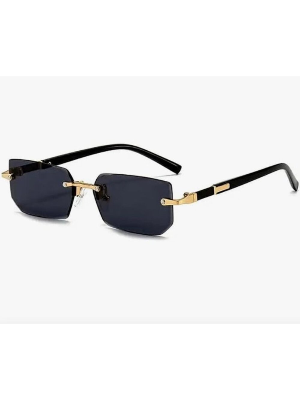 Rectangular Gradient Black/Grey Lens Sunglasses With Gold & Black Arms Unisex